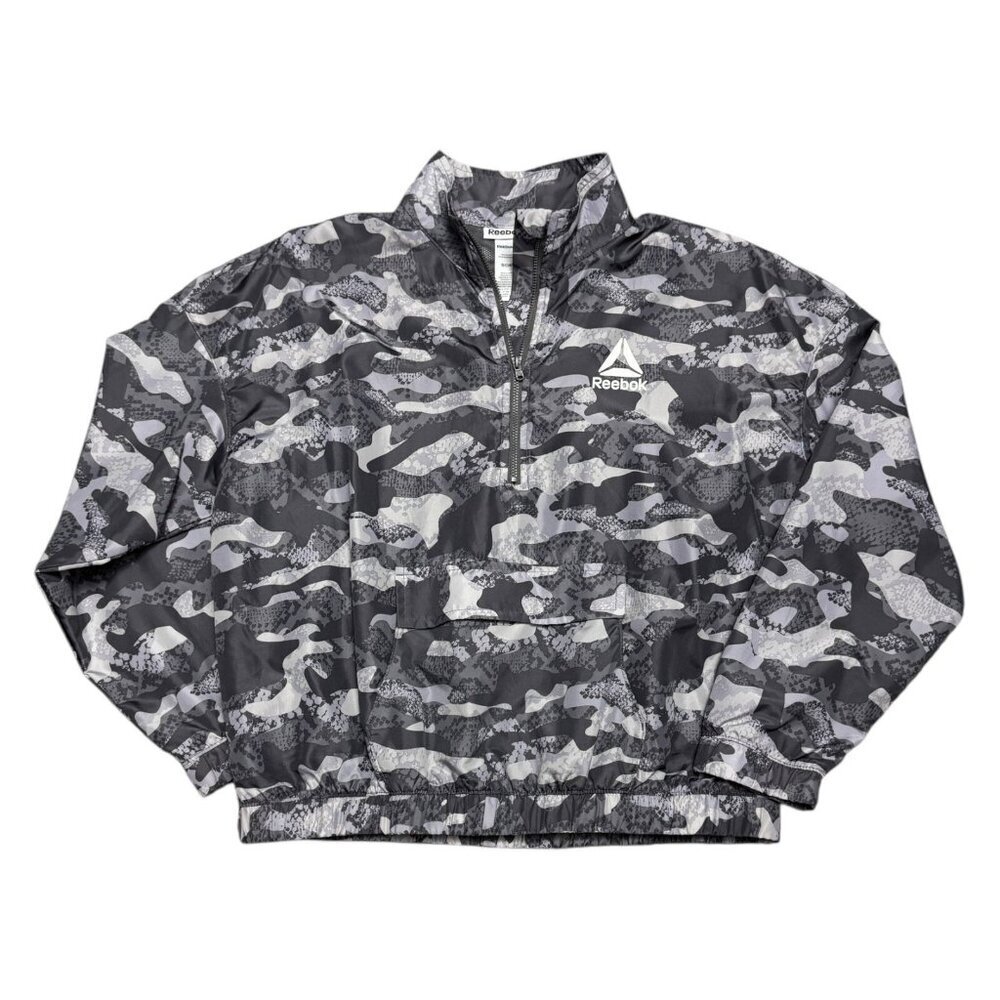 REEBOK CAMO Lightweight Windbreaker Activewear Bomber Jacket Womens Small